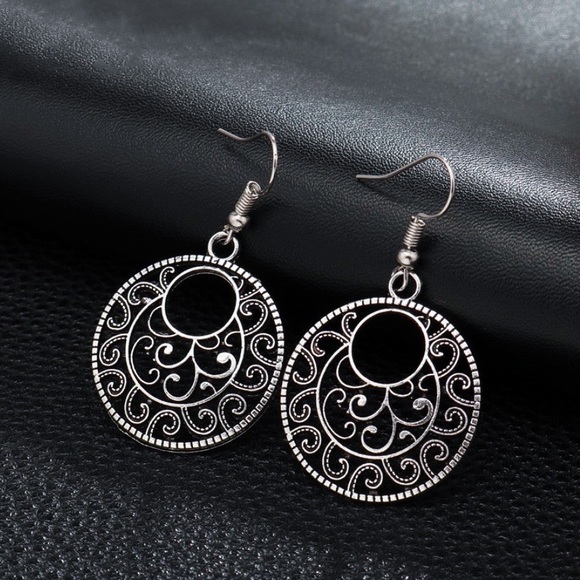 Any 2/$20! Silver Open Work Boho Earrings - Picture 3 of 8